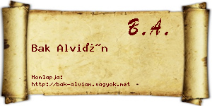 Bak Alvián névjegykártya